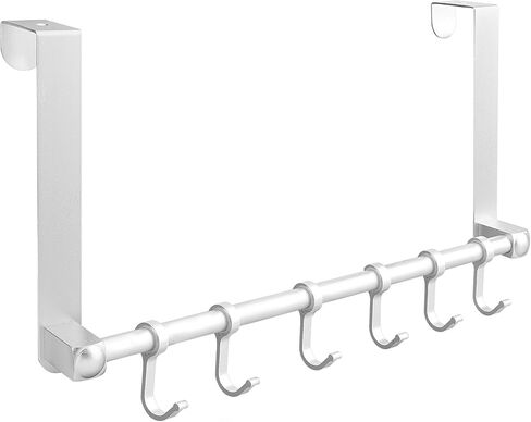 JANKOW Over The Door Hooks, Door Hanger, Moving 6-Hooks Over Door Coat Rack for Hanging, Aluminum Heavy Duty Door Organizer, Over-Door Coat Rack for Daily Go Out Goods Storage in Saudi Arabia