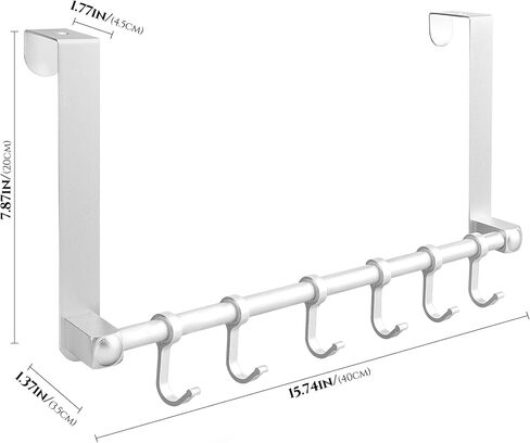 JANKOW Over The Door Hooks, Door Hanger, Moving 6-Hooks Over Door Coat Rack for Hanging, Aluminum Heavy Duty Door Organizer, Over-Door Coat Rack for Daily Go Out Goods Storage in Saudi Arabia