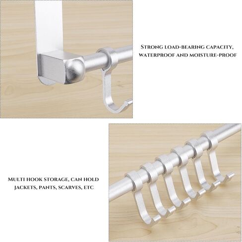 JANKOW Over The Door Hooks, Door Hanger, Moving 6-Hooks Over Door Coat Rack for Hanging, Aluminum Heavy Duty Door Organizer, Over-Door Coat Rack for Daily Go Out Goods Storage in Saudi Arabia