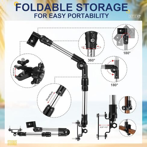 2 Pcs Double Canopy Beach Umbrella with Adjustable Clamp Portable Sun Umbrella with UV Protection Stroller Umbrella for Chair Camping Golf Cart Stroller Bleacher Patio Fishing BBQ Parties in Kuwait