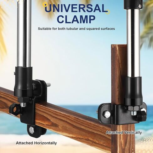 2 Pcs Double Canopy Beach Umbrella with Adjustable Clamp Portable Sun Umbrella with UV Protection Stroller Umbrella for Chair Camping Golf Cart Stroller Bleacher Patio Fishing BBQ Parties in Kuwait