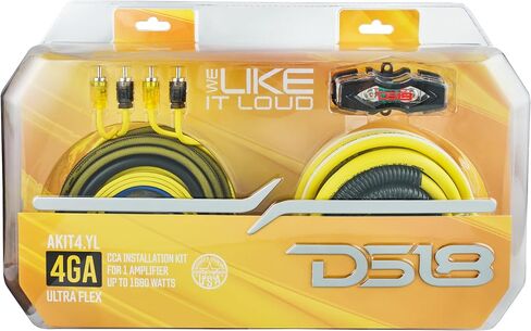DS18 AKIT4.PU 4-GA Amplifier Installation Kit Up to 1680 Watts RMS, Mini-ANL Fuse Holder, Speaker & RCA Cables, CCA Amplifier Wiring Kit, Ultra Flex Wire, Amp Wire Kit, Amp Wiring Kit 4 Gauge - Purple in Saudi Arabia