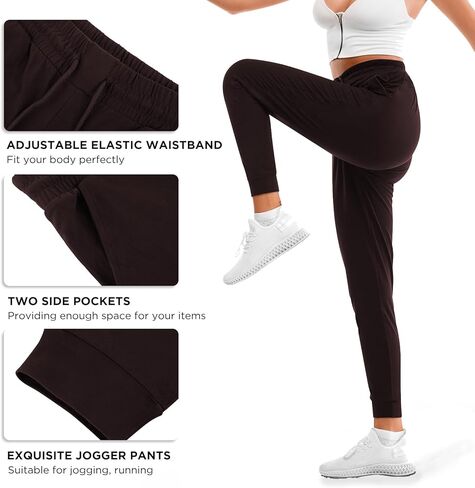 بنطلون رياضي Stanpetix Joggers للنساء - بنطال رياضي نسائي بجيوب للجري (كابري، أسود، متوسط) in Kuwait