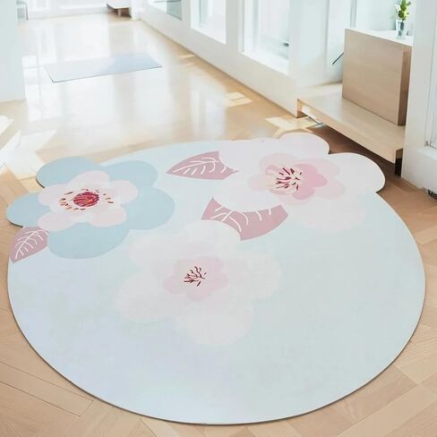 Irregular Large Flower Meditation Mat Non Slip Round Yoga Mat Pilates Yoga Mat Natural Rubber with Sueded Surface Exercise Mat Perfect for Meditating, Stretching, Yoga（47x47，Irregular Beige Flower) in Kuwait