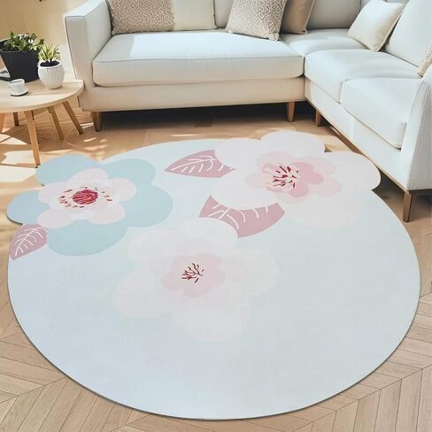 Irregular Large Flower Meditation Mat Non Slip Round Yoga Mat Pilates Yoga Mat Natural Rubber with Sueded Surface Exercise Mat Perfect for Meditating, Stretching, Yoga（47x47，Irregular Beige Flower) in Kuwait