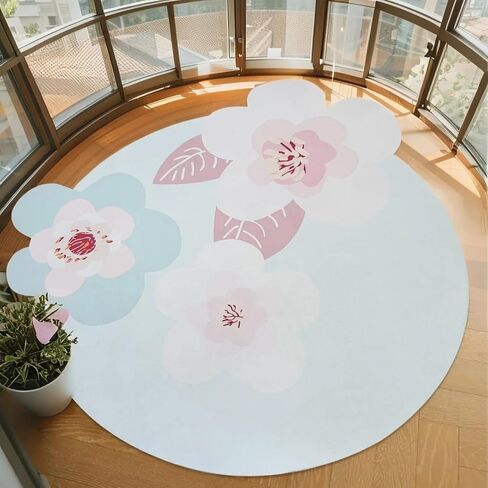 Irregular Large Flower Meditation Mat Non Slip Round Yoga Mat Pilates Yoga Mat Natural Rubber with Sueded Surface Exercise Mat Perfect for Meditating, Stretching, Yoga（47x47，Irregular Beige Flower) in Kuwait