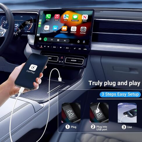 كابل Carplay بطول 1.6 قدم/3 قدم/6 قدم لهاتف iPhone 15 iPhone 16 15 Pro Max 15 Plus شاحن سيارة، سلك USB C لمحول شاحن السيارة، كابل USB A إلى USB C لشحن iPad 10th Gen، iPad Pro 12.9/11 - أبيض in Kuwait