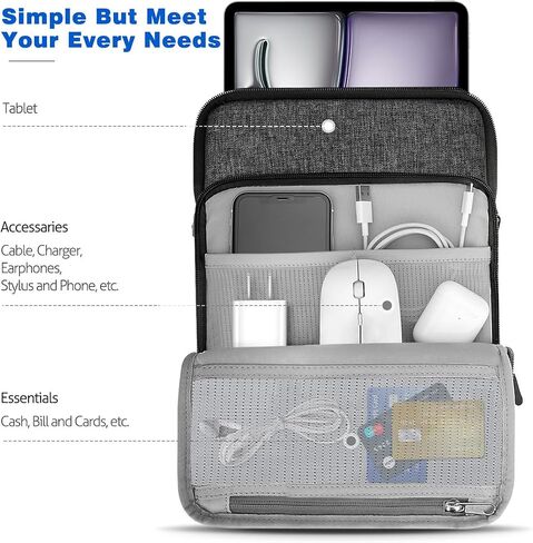 Dadanism 13.3 Inch Tablet Sleeve Shoulder Bag Carrying Case for New MacBook Neo 13" 2026, MacBook Air M5/M4 13", iPad Air M4/M3 13", iPad Pro M5/M4 13", Galaxy Tab S10+/S9 FE+/S9+ 12.4", Black & Gray in Kuwait