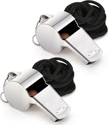 صفارة Fya، صفارة من الفولاذ المقاوم للصدأ مع حبل قصير، 6 قطع صفارة رياضية عالية الصوت، مثالية للحكام والمدربين والشرطة والرياضات الخارجية والطوارئ in Kuwait