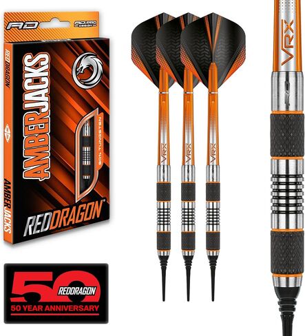 مجموعة RED DRAGON Amberjack 18 Softip Professional 18 Gram Dart مع رحلات جوية وأعمدة in Saudi Arabia