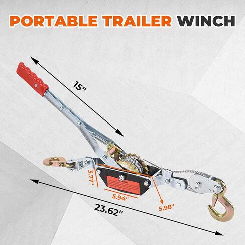 Doppy 800lbs Boat Trailer Winch, Hand Winch Heavy Duty Hook with 33ft Steel Cable, Gear Ratio: 3.2:1,Ratchet Boat Winch for Trailer ATV Boat in Saudi Arabia