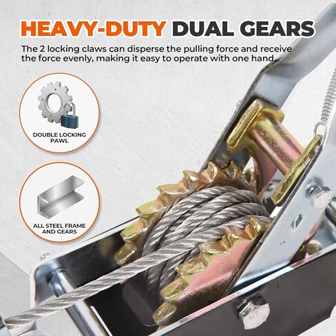 Doppy 800lbs Boat Trailer Winch, Hand Winch Heavy Duty Hook with 33ft Steel Cable, Gear Ratio: 3.2:1,Ratchet Boat Winch for Trailer ATV Boat in Saudi Arabia