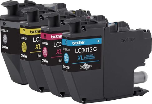 خراطيش حبر ملونة أصلية من Brother LC30134PKS مكونة من 4 عبوات، سعة صفحة تصل إلى 400 صفحة/خرطوشة، تتضمن الأسود والسماوي والأرجواني والأصفر، LC3013 in Kuwait