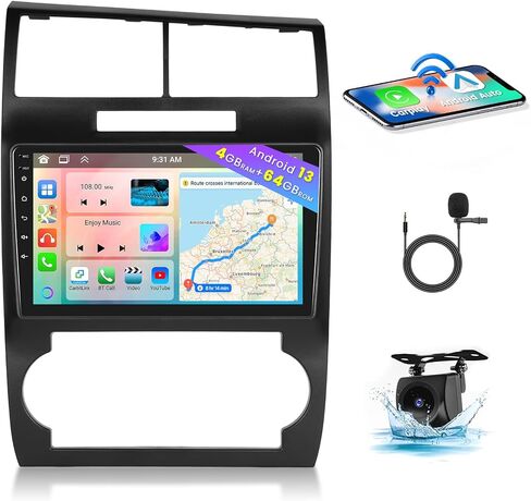 Hikity Android Car Stereo for Dodge Charger/Magnum (LHD) 2005-2007 راديو 2+64G 9 بوصة شاشة لمس راديو Carplay Android Auto دعم WiFi Bluetooth FM EQ كاميرا احتياطية in Saudi Arabia