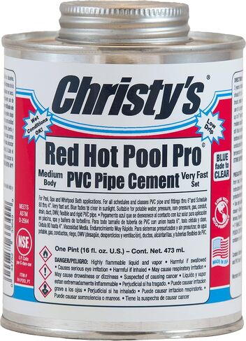 Christy's Red Hot Pool Pro PVC Cement - Medium Body, Very Fast Set, Low-VOC, 1/2 Pint (8 fl oz) in Saudi Arabia