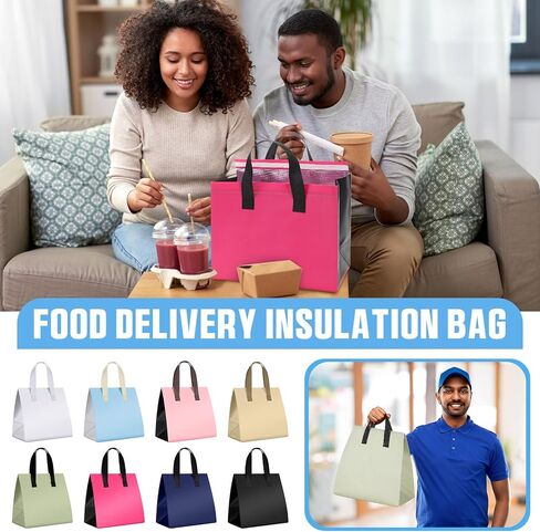 200 Pcs Insulated Take Out Bags Bulk 9.5 x 6 x 9.5 in Disposable Cooler Bag for Coffee, Milk Tea, Insulation Food Delivery Bag for Hot Cold Food Catering Restaurant Grocery Picnic, Muticolor in Saudi Arabia