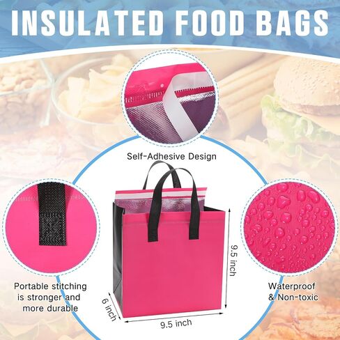 200 Pcs Insulated Take Out Bags Bulk 9.5 x 6 x 9.5 in Disposable Cooler Bag for Coffee, Milk Tea, Insulation Food Delivery Bag for Hot Cold Food Catering Restaurant Grocery Picnic, Muticolor in Saudi Arabia