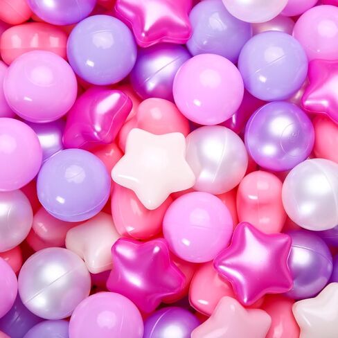 GOGOSO Ball Pit Balls Stars Hearts - كرات لعب آمنة وصحية للأطفال الصغار وجلسات اللعب والعلاج الحسي للأطفال، كرات نجمة + قلب، مزيج ألوان حورية البحر in Kuwait