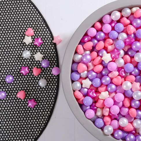 GOGOSO Ball Pit Balls Stars Hearts - كرات لعب آمنة وصحية للأطفال الصغار وجلسات اللعب والعلاج الحسي للأطفال، كرات نجمة + قلب، مزيج ألوان حورية البحر in Kuwait