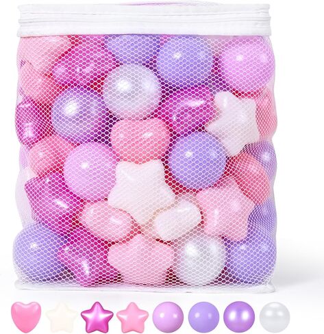 GOGOSO Ball Pit Balls Stars Hearts - كرات لعب آمنة وصحية للأطفال الصغار وجلسات اللعب والعلاج الحسي للأطفال، كرات نجمة + قلب، مزيج ألوان حورية البحر in Kuwait