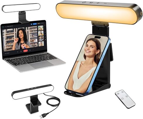 yAyusi Dual-lamp Video Conference Lighting, Webcam Light with Remote and Touch Control, Zoom Lighting for Computer, LED Monitor Laptop Light for Video Conferencing/Streaming/Video Calls/Zoom Meetings in Saudi Arabia