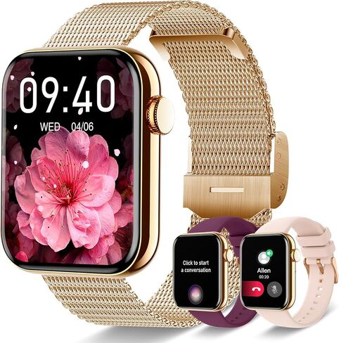 ساعة ذكية للنساء مع اتصال بلوتوث بتقنية AI Voice 1.85 بوصة، متتبع نشاط اللياقة البدنية، معدل ضربات القلب/مراقبة النوم/عداد الخطى/السعرات الحرارية 100+ أوضاع رياضية مقاومة للماء، ساعات ذكية نسائية لهواتف IOS&Android in Kuwait