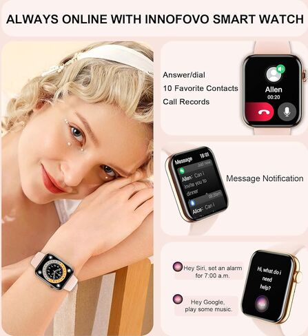 ساعة ذكية للنساء مع اتصال بلوتوث بتقنية AI Voice 1.85 بوصة، متتبع نشاط اللياقة البدنية، معدل ضربات القلب/مراقبة النوم/عداد الخطى/السعرات الحرارية 100+ أوضاع رياضية مقاومة للماء، ساعات ذكية نسائية لهواتف IOS&Android in Kuwait