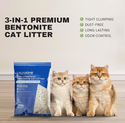 Clumping Cat Litter, Premium Bentonite Cat Litter Sodium-Based, Dust-Free, Strong Durability, Odor Control, Natural Mineral Formula Cat Litter for RealScooper - 15 lb. Box in Saudi Arabia