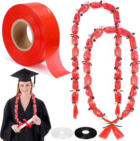 Sinload 2024 Graduation Candy Lei Making Kit Include 2 Inch x 1000 ft Graduation Lei Tubing Roll Congrats Grad Candy Lei Bags 330 ft Ribbon Candy Dessert Filler for DIY Graduation Party Gift Supplies in Saudi Arabia