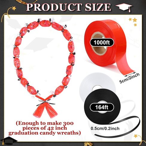 Sinload 2024 Graduation Candy Lei Making Kit Include 2 Inch x 1000 ft Graduation Lei Tubing Roll Congrats Grad Candy Lei Bags 330 ft Ribbon Candy Dessert Filler for DIY Graduation Party Gift Supplies in Saudi Arabia
