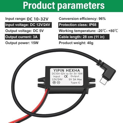 DC 12V/24V to 5V USB C 5A 25W Step Down Converter Type-C Interface Buck Charge Module Waterproof Power Adapter in Saudi Arabia