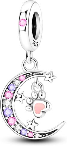 NUJIFFY 925 Sterling Silver Charms Beads for Bracelets & Necklaces, Pink Claw Charm Birthday Gifts Heart Pendant Jewelry for Women Men Teens in Kuwait