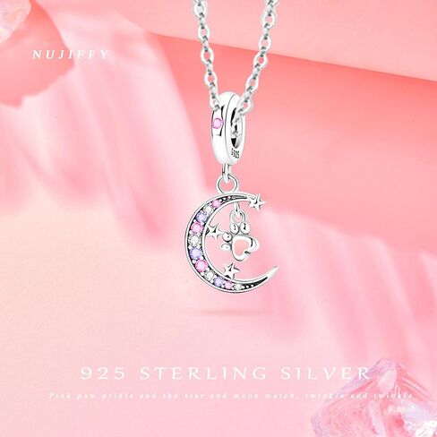 NUJIFFY 925 Sterling Silver Charms Beads for Bracelets & Necklaces, Pink Claw Charm Birthday Gifts Heart Pendant Jewelry for Women Men Teens in Kuwait