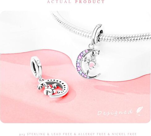 NUJIFFY 925 Sterling Silver Charms Beads for Bracelets & Necklaces, Pink Claw Charm Birthday Gifts Heart Pendant Jewelry for Women Men Teens in Kuwait