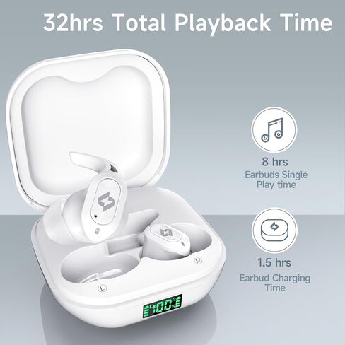 Wreless Earbds Bluetoth Headphons Wireles Chargig Case 32H Playbak Dsplay in Ear Earphoes Waterprof Stere Bas Ergonmic Desin Easy Pairng Wireles Chargng for Spot Workut Gamng Compatble with IOS Device in Saudi Arabia