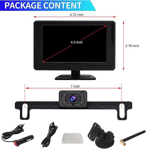 كاميرا احتياطية لاسلكية إشارة رقمية 5 بوصة HD 1080P مجموعة مراقبة الرؤية الخلفية IP69 مقاومة للماء للرؤية الليلية كاميرات عكسية لشاحنة سيارة RV بيك اب شاحنة التخييم in Kuwait