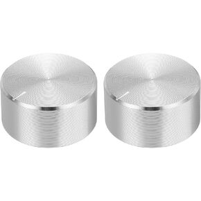 uxcell 2pcs Potentiometer Knob Knurled Shaft Silver Tone Aluminum Smooth Surface Rotary Knob 20mmx13mm Volume Control Knob in Kuwait