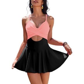 AI'MAGE Women's Swimdress One Piece Skirt Swimsuit Push Up Bathing Suits,XXL Peacock Blue in Kuwait