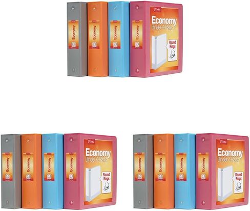 Cardinal 3 Ring Binders, 2 Inch, Round Rings, Holds 475 Sheets, ClearVue Presentation View, Non-Stick, Assorted Autumn Colors, 4 Pack (1002481) in Kuwait