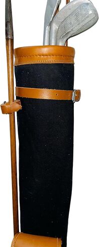 Geoffrey | Vintage TAN Canvas I Black Canvas I with TAN Leather Golf Club Carrying Bag with 2 Pockets | Retro - Bag only in Kuwait