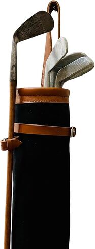 Geoffrey | Vintage TAN Canvas I Black Canvas I with TAN Leather Golf Club Carrying Bag with 2 Pockets | Retro - Bag only in Kuwait