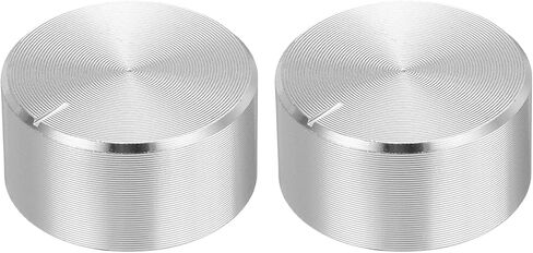 uxcell 2pcs Potentiometer Knob Knurled Shaft Silver Tone Aluminum Smooth Surface Rotary Knob 20mmx13mm Volume Control Knob in Kuwait