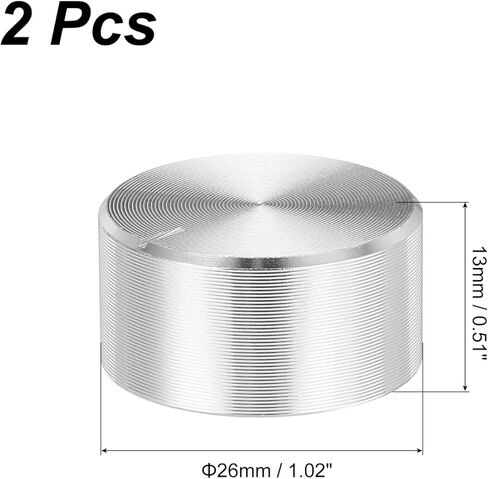 uxcell 2pcs Potentiometer Knob Knurled Shaft Silver Tone Aluminum Smooth Surface Rotary Knob 20mmx13mm Volume Control Knob in Kuwait