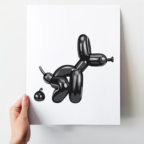 Black Bathroom Wall Decor - Bathroom Decor for Men - funny Bathroom Signs - Modern Bathroom Balloon Dog Pop art - Retro style Wall Decor - Funky Trendy Minimalist Dorm Decor - Black and White Wall Art in Saudi Arabia