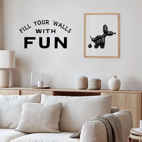 Black Bathroom Wall Decor - Bathroom Decor for Men - funny Bathroom Signs - Modern Bathroom Balloon Dog Pop art - Retro style Wall Decor - Funky Trendy Minimalist Dorm Decor - Black and White Wall Art in Saudi Arabia