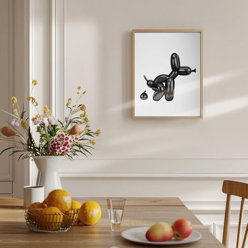 Black Bathroom Wall Decor - Bathroom Decor for Men - funny Bathroom Signs - Modern Bathroom Balloon Dog Pop art - Retro style Wall Decor - Funky Trendy Minimalist Dorm Decor - Black and White Wall Art in Saudi Arabia