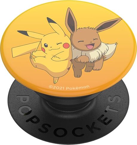 PopSockets PopGrip: قبضة قابلة للتبديل للهواتف والأجهزة اللوحية - بوكيمون - إيفي وبيكاتشو، برتقالي/أصفر in Saudi Arabia