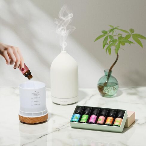 Essential Oils Set-Top 6 Organic Blends for Diffusers, Candle Making, Aromatherapy, Humidifiers, Gifts - Grape,Lemon,Mango,Bergamot,Plneapple,Peach(6X10ML) in Kuwait