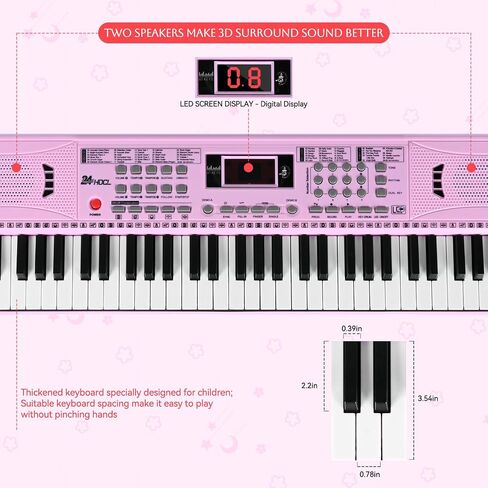 Piano Keyboard for Kids Beginner, 61 Key Digital Keyboard Piano Set with Headphone, Microphone, Music Sheet, Power Adapter, Piano Stand, Black in Saudi Arabia