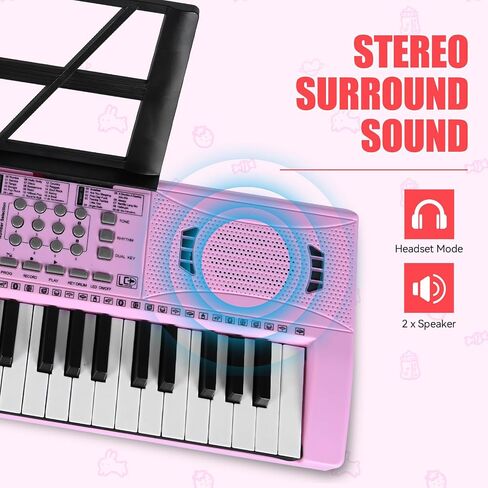 Piano Keyboard for Kids Beginner, 61 Key Digital Keyboard Piano Set with Headphone, Microphone, Music Sheet, Power Adapter, Piano Stand, Black in Saudi Arabia